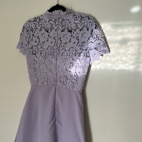Chi Chi London Lilac Lace Mock Neck Floral Midi Dress - Picture 6 of 8